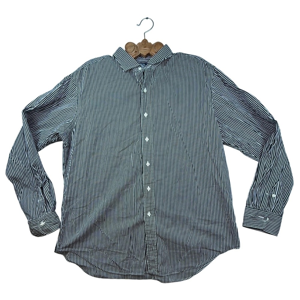 Polo Ralph Lauren Mens‎ Striped Button Down Shirt XL Black White pinstripe